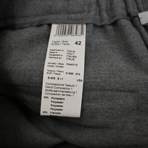 Peserico Trouser Pants Size 6 Gray Straight Leg Cuffed Flat Front Wool High Rise - Picture 6 of 8